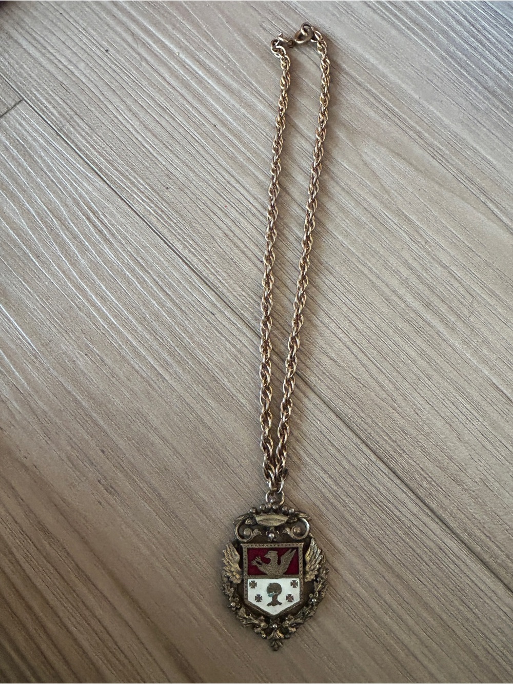 Vintage Coro Gold-Tone Crest Pendant Necklace - Women’s Jewelry